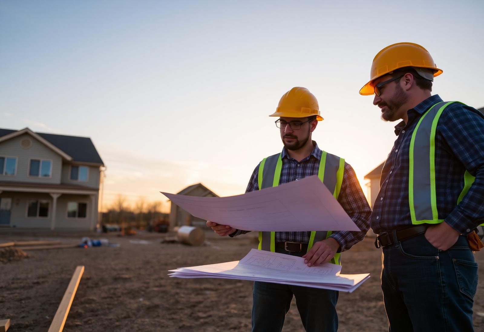 Bestway team reviewing plans on site